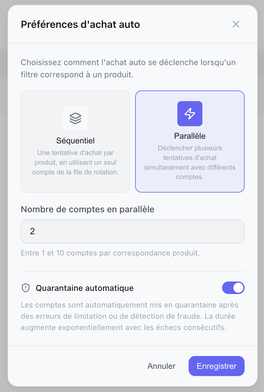 Parallel mode card selected in Kops autocop settings